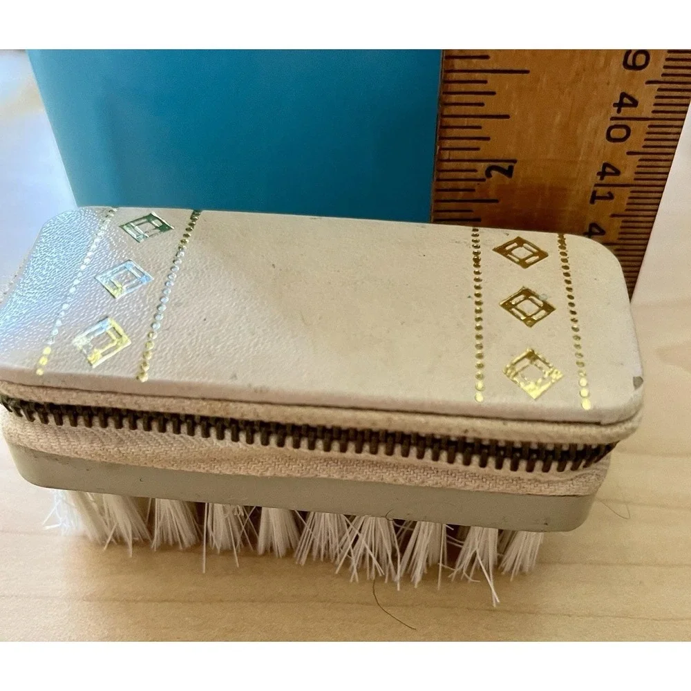 Vintage Made in Austria Leather Travel Sewing Grooming Kit Clothes Brush Cream